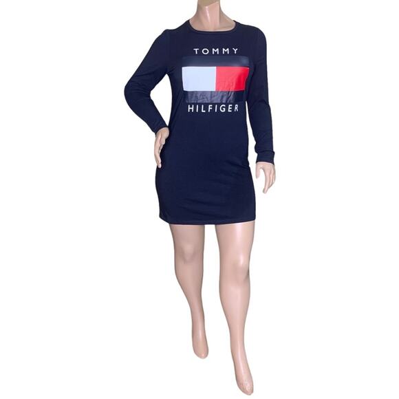 Tommy Hilfiger NWT Dress Long Sleeve Navy Blue Pullover No Pockets Size L